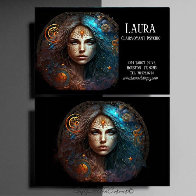 Tarjeta De Visita Mujer Rótulos Zodiac Clairvoyant Psíquica (Subido por el creador)