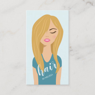 Tarjeta De Visita Mujer Rubia Pelo Largo Estilista de Cabello Peluqu