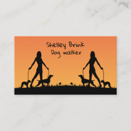 Tarjeta De Visita Mujer silueta caminante Perros adorables