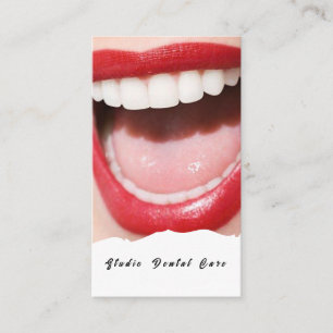 Tarjeta De Visita Mujer Sonriente Saludable Dientes Blancos Negocio