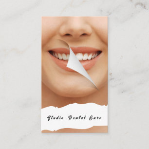 Tarjeta De Visita Mujer Sonriente Saludable Dientes Blancos Negocio