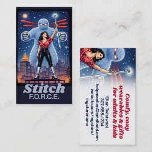 Tarjeta De Visita Mujer superheroína de ganchillo libro de historiet