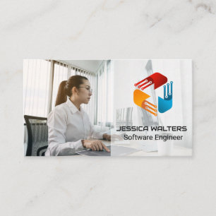 Tarjeta De Visita Mujer trabajando en computadoras