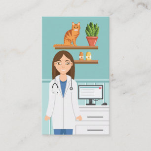 Tarjeta De Visita Mujer veterinaria Clínica veterinaria Mascota Anim