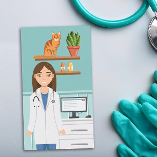 Tarjeta De Visita Mujer veterinaria Clínica veterinaria Mascota Anim