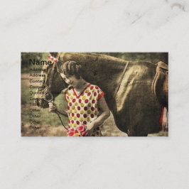 Tarjeta De Visita Mujer y caballo vintage