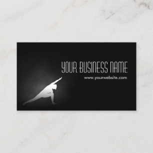 Tarjeta De Visita Mujer Yoga Pose Fitness Dark Business Card