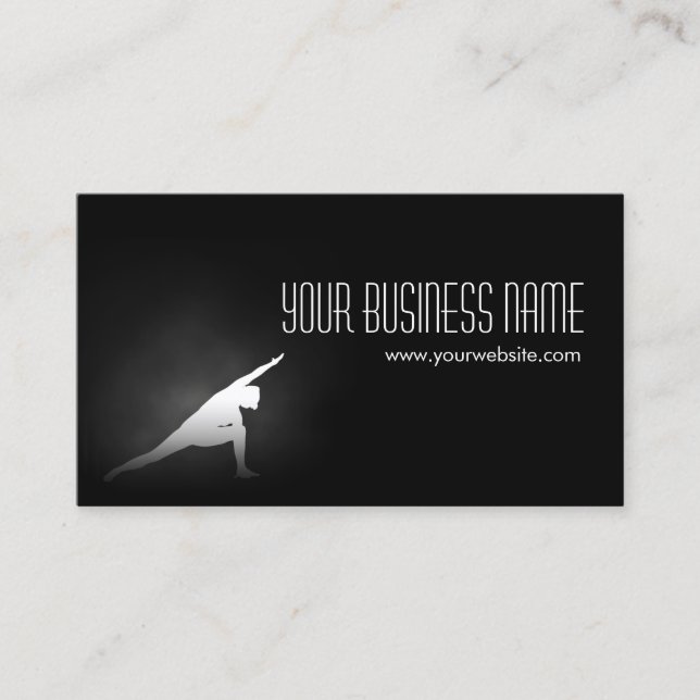 Tarjeta De Visita Mujer Yoga Pose Fitness Dark Business Card (Anverso)