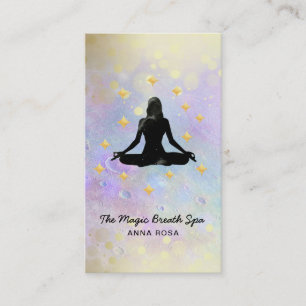 Tarjeta De Visita *~ Mujer Yoga Purpurina de Oro Meditación Mentali