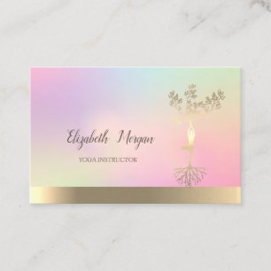 Tarjeta De Visita Mujeres de árbol de oro holográfico Silhouette Yog