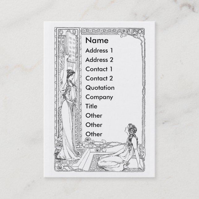 Tarjeta De Visita Mujeres de Nouveau del arte con los rosas y Sun (Anverso)