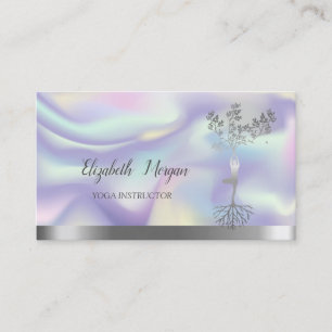 Tarjeta De Visita Mujeres de Silueta de Árbol de Plata Holográfica