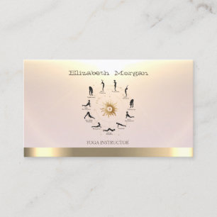 Tarjeta De Visita Mujeres de yoga Silhouette Gold Sun Yoga Instructo
