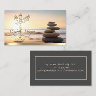 Tarjeta De Visita Mujeres del árbol de oro Silueta, piedras Zen aman