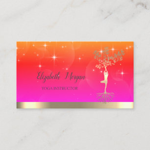 Tarjeta De Visita Mujeres del Árbol Dorado Fresco Silueta, Estrellas