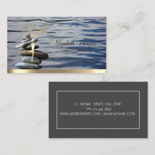 Tarjeta De Visita Mujeres del Árbol Dorado Silueta, Piedras Zen Mar