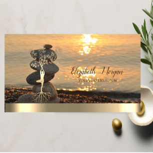Tarjeta De Visita Mujeres del Árbol Dorado Silueta, Piedras Zen Play