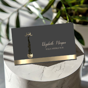 Tarjeta De Visita Mujeres Luna Dorada Silueta Instructora de Yoga