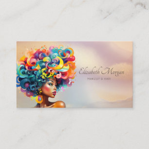 Tarjeta De Visita Mujeres Negras Elegantes Peluquera Colorido