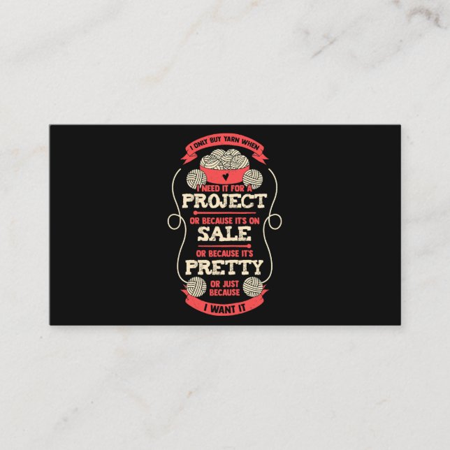 Tarjeta De Visita Mujeres que solo compraré yarn si diseñan un produ (Anverso)
