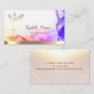 Tarjeta De Visita Mujeres Silueta Árbol Dorado Chic Abstracto