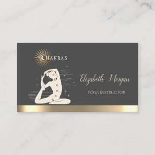 Tarjeta De Visita Mujeres Silueta Sol Dorado Instructor de Yoga