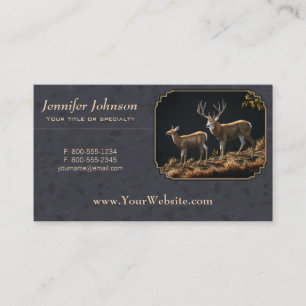 Tarjeta De Visita Mule Deer Buck y Doe Gray Personalizado