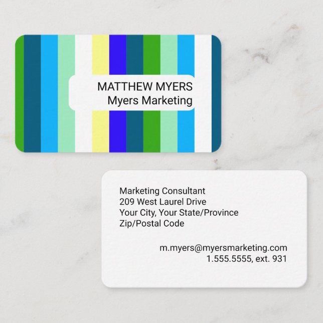 Tarjeta De Visita Multicoloured Striped Self-employed Branding (Anverso / Reverso)