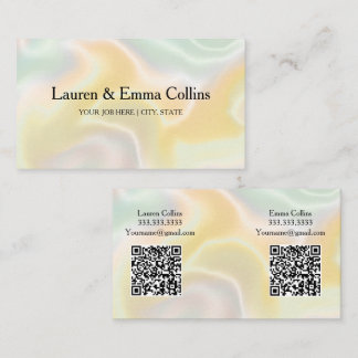 Tarjeta De Visita Multipl Name Iridescent Holographic Dual QR Code