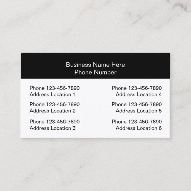 Tarjeta De Visita Multiple Location Business Cards Design Layout (Anverso)
