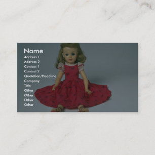 Tarjeta De Visita Muñeca de la niña vestida en rojo