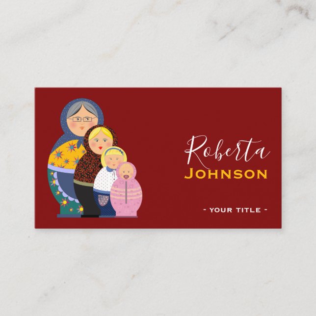 Tarjeta De Visita Muñeca rusa Matryoshka Diseñador de moda (Anverso)