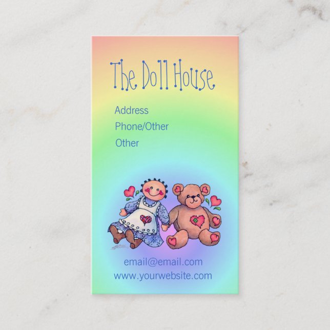 Tarjeta De Visita MUÑECA y OSO de SHARON SHARPE (Anverso)