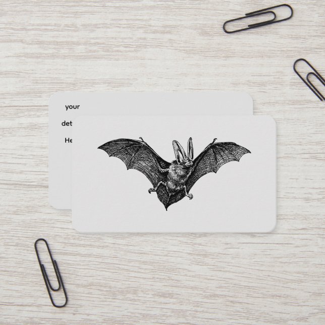 Tarjeta De Visita Murciélago Gótico Vampiro Vintage (Anverso/Reverso In Situ)