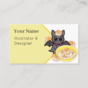 Tarjeta De Visita Murciélago Kawaii Inteligente con Tazón de Tofu
