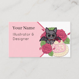 Tarjeta De Visita Murciélago nerd y brazo de gitano suizo de rosa