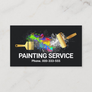 Tarjeta De Visita Muro de la bandeja de pintura de pincel de oro