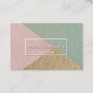 Tarjeta De Visita Musgo Geométrico Verde Rosa Beige Marrón Kraft