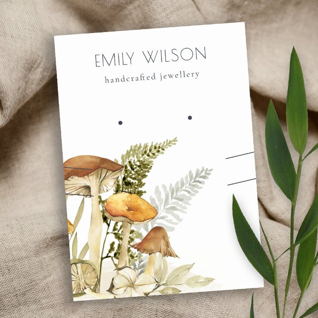 Tarjeta De Visita Mushroom Fern Foliage Earring Necklation Display (Subido por el creador)