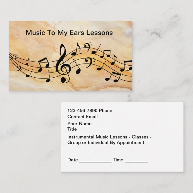 Tarjeta De Visita Music Lessons Appointment Reminder Cards (Anverso / Reverso)