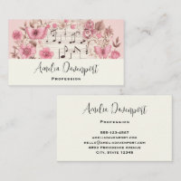 Music Notes and Flowers Retro Style