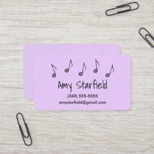 Tarjeta De Visita Music Notes Lavender Business Cards
