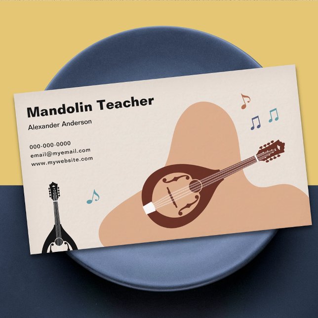 Tarjeta De Visita Music Notes - Mandolin Teacher  (Music Notes - Mandolin Teacher Business Card)