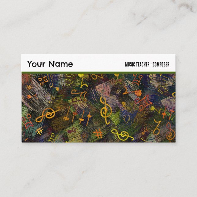 Tarjeta De Visita Music Notes on Resumen Background Professional (Anverso)