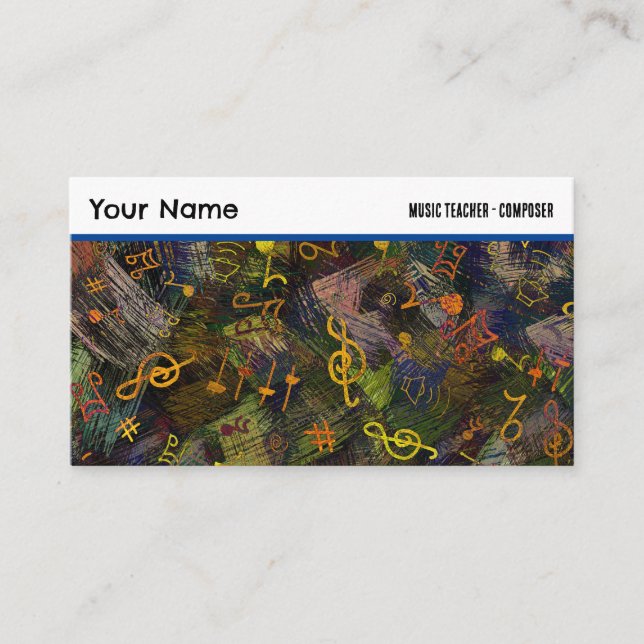 Tarjeta De Visita Music Notes on Resumen Background Professional (Anverso)