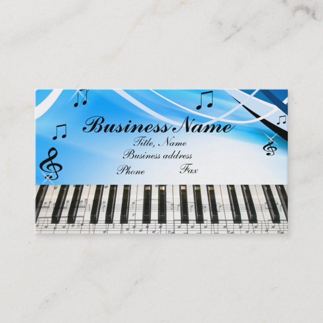 Tarjeta De Visita Music Notes Piano Keyboard Business Card (Anverso)