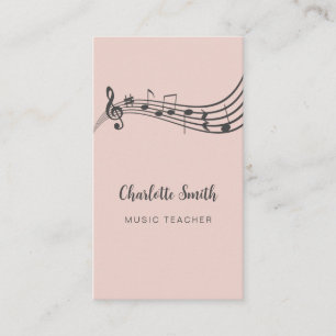 Tarjeta De Visita Music Notes Teacher Elegant Rubor Pink