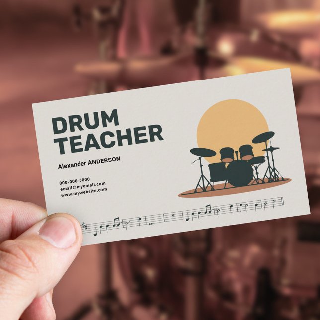 Tarjeta De Visita Music Sheet - Drum teacher (Music Sheet - Drum teacher Business Card)