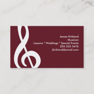 Tarjeta De Visita Music Teacher Band Director Studio Music Clef