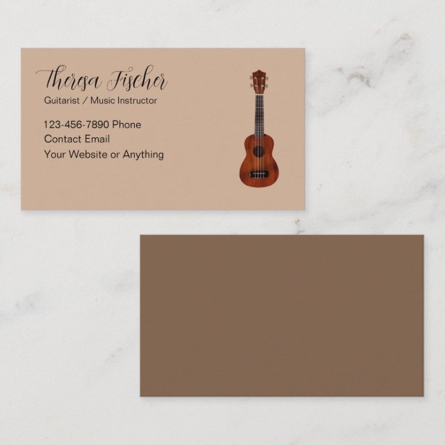 Tarjeta De Visita Music Teacher Guitar Lessons Theme (Anverso / Reverso)